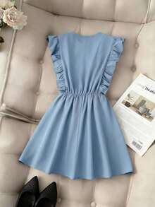 MSPariaura Vestido con diseño completo de volantes en el bajo en color marrón vintage/Minifalda ajustada y elegante con cintura ceñidaMS2-15 8YBN - Celeste - Ver 2