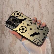 Luxury Football Design Clear Phone Case | Colorful Silver Gradient | Excellent Texture | Built-In High-End Filters | Durable Pattern | Shockproof And Drop-Proof | Non-Slip Brushed Finish | Subtle Luxury | Suitable For 17, 16, 15, 14, 13, 12, 11-Inch Phones. A Great Gift Choice And A Must-Have For Personal Use! (17-Inch Pro Max Case, Phone Cases, 13-Inch) - 黑色 - 查看 4