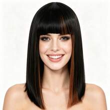 12 Inch Short Bob Wig, Straight Bangs, Heat-Resistant Synthetic Fiber Hair, Suitable For Women's Daily Natural Styling Parties, Summer Music Festivals, Y2K Style Role-Playing Costumes And Accessories, Halloween Gifts - Multicolor - View 14