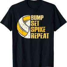 Camiseta divertida de voleibol con estampado de "Bump Set Spike Repeat" - Negro - Ver 6