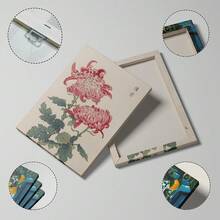 1pc Vintage Japanese Chrysanthemum Mural Retro Asian Plant Floral Print Canvas Painting Ukiyo-E Woodblock Floral Poster Living Room Kitchen Dining Room Wall Decor Unframed Or Wooden Hanging Scroll - Flowers - View 3