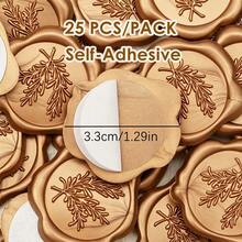 25 PCS Rosemary Pattern Self-Adhesive Wax Seal Stickers For Gifts Wedding Invitation Envelope Sealing-Bronze - Rosemary-bronze - View 10