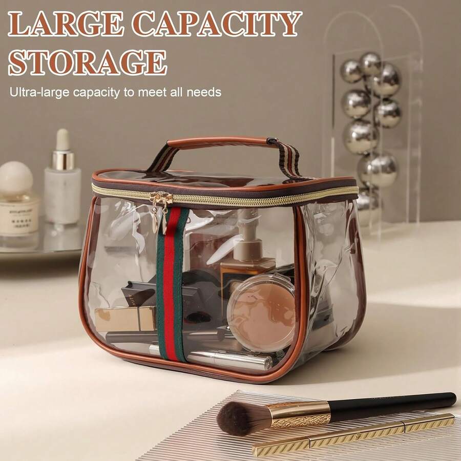 Waterproof Retro New Large Capacity Waterproof Handbag, Fashionable And Luxurious High-End Cosmetic Bag/Toiletry Bag - 無色 - 查看 1