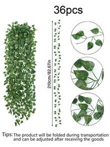 12/24/36pcs Artificial Ivy Vines, Faux Leaf Garland, Home Decor, Wedding Decor, Wall Decor, Living Room Decor, Kitchen Decor, Bedroom Decor, Outdoor Decor, Living Room Artificial Plant Decor - Green - View 11