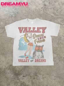 Valley Dreams 1976 Forever (Cotton T-Shirt 220) Men's T-Shirt, Casual Cotton T-Shirt, Loose Fit, Versatile, Unisex, Suitable For Christmas Gifts, Indoor And Outdoor Use - 白色 - 查看 6