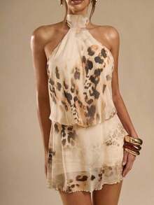 Vestido casual de verano para mujer con estampado floral amarillo, adecuado para vacaciones en la playa, viajes a la playa, fiestas en la playa, citas, discotecas, salidas, fiestas, festivales de música, brunch y otras ocasiones - Albaricoque - Ver 8