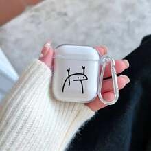 Ốp tai nghe trong suốt hình ếch vẽ đường nét tối giản dễ thương, kiểu dáng ngộ nghĩnh có móc treo, bảo vệ toàn diện cho Apple Pro 1/2/3, 3/4 bằng silicon chống rơi vỡ. - Nhiều màu - Xem 5