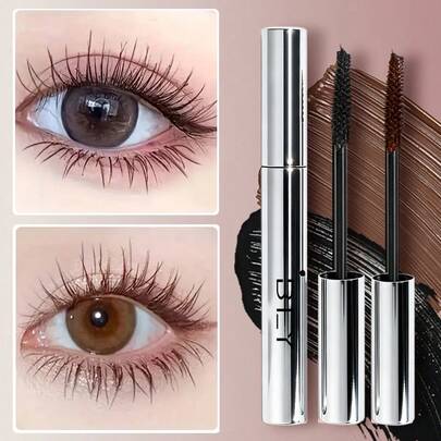 BLUETHIN 1 mascara làm dài và cong mi, cọ mảnh cho mi cong chính xác và mi nối dày, trang điểm mắt chống mồ hôi và chống nước, hiệu ứng mi hoa hướng dương