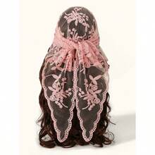 1pc Women's Solid Color Elegant Lace Floral Headscarf, Luxury Bohemian Hijab/Shawl, Suitable For Daily Wear, Weddings, Churches, Formal Events, Summer Beach Vacation,Accessories,Holiday - Multicolor - View 15