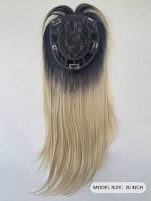 Women's Clip-In Synthetic Hair Topper With Bangs - 20" Long, Straight, Layered Design; 6.5" X 6.5" Large Base Hair Piece; Designed For Women With Thinning Hair - Multi-Color Gradient Blonde, Halloween - Multicolor - View 5