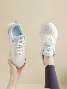 Women's Casual Sneakers, Breathable Mesh Upper, Soft Sole, Lace-Up Front Design, Fashionable And Versatile For Daily Wear - White - View 8