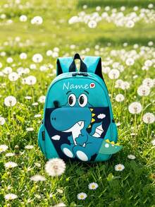 1pc Customizable Mini Back To School Dinosaur Heart Print Backpack, Print Your Name Or Holiday Greetings. Create Your Own Unique Backpack. Fashionable, Cute, Versatile, With Multi-Pocket Design, Suitable For Daily, Outings, Travel, Vacation, School Use. Birthday Gift. - Multicolor - View 2