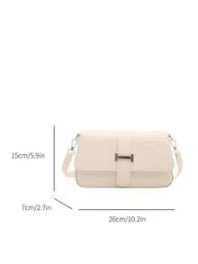 Bolso bandolera de cuero de unicolor de moda - Blanco - Ver 3