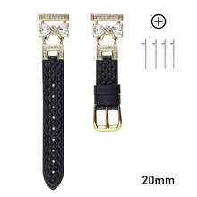 Correa de reloj de cuero para mujer con patrón de mariposa y pedrería incrustada de 20mm, correa de reloj de malla con liberación rápida de 20mm, compatible con Galaxy Watch EIGIIS Smart Watch - Multicolor - Ver 9