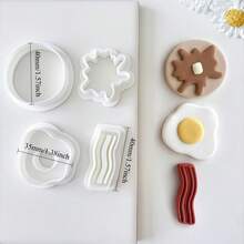 Fried Egg Shape Jewelry Making Kits, Cute Cartoon Warm Breakfast Pattern Polymer Clay Cutters For Earrings Pendants Making - White - View 7