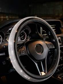 Bling Rhinestone Steering Wheel Cover For Women, Sparkling Crystal Diamond Car Wheel Protector With Non-Slip PU Leather, Universal 14.5-15 Inch Fit For Cars/SUVs, Fashionable & Comfortable Interior Accessory - Diamond Crystal - View 2