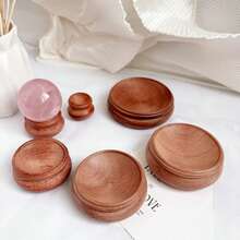 1pc Vintage Wooden Crystal Ball Display Stand - Durable & Fashionable Home Decor Glass Ball Holder - 1PC - View 4