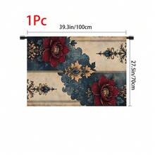 1pc, Home Decor, Vintage Floral Pattern Printed Table Skirt, Kitchen Small Curtain, Kitchen Cabinet Cover, With Curtain Holes, Easy To Hang, Rectangular, Machine Woven, Machine Washable, Kitchen Decoration And Accessories, Perfect For Kitchen Cabinets And Home Decor - Multicolor - View 13