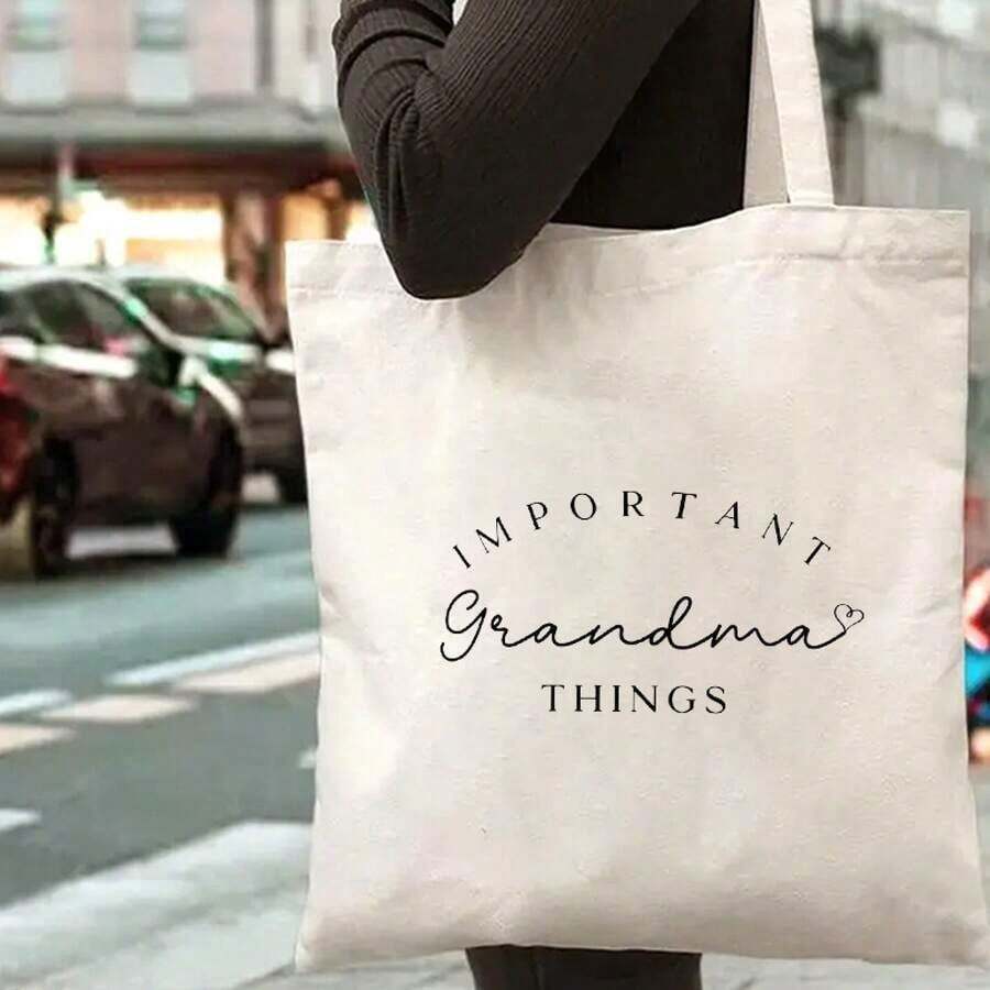 Envío gratis, entrega local enéxico, entrega en 4 días. Bolso de lona unisex informal de moda para mujer Importante Grandma Things. - Marrón - Ver 1