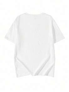 [ 100% Cotton ] Recommended New Products For Summer 2026: Lace Logo T-Shirt, Summer Dress, Women's Fashion T-Shirt, Short Sleeve Office Casual 200g Cotton Cartoon Character Printed Loose White Top, Y2K Women's Top, Spring Dress Top - White - View 2