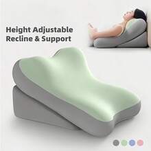 1PC Back Cushion Pillow, Multiple Colors Available: Black/Grey/Blue/Green, Detachable, High-Quality Polyurethane Filling, Memory Foam Mattress Pillow, For Bed Sitting And Standing, Adjustable Personal Back Support, Neck And Waist Protection, Multi-Functional Elevation Pad, For Relaxation And Gaming, Ergonomic Mattress Pillow - Multicolor - View 4