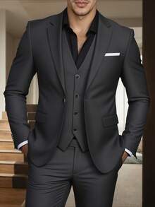 Men's Elegant Suit - Slim-Fit Suit, Suitable For Weddings And Formal Occasions, Perfect For Office Meetings And Elegant Events. Formal Attire | Slim-Fit Suit | Durable Wedding Suit - 深灰色 - 查看 1