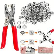 200 Stücke/400 Stücke Silber Druckknopf Set mit manueller Zange - Verschiedene Farben, geeignet für Basteln, Kleidung, Hüte und Taschen - Metall Nähzubehör, Stoffverstärkung und Heimnähprojekte - Fünfklauenzange - Übersicht 2
