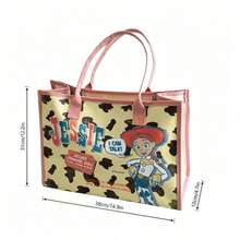 Miniso Túi tote Jessie trong phim Toy Story của Pixar - Túi đeo vai bằng vải canvas in hình cao bồi, túi xách cỡ lớn tiện dụng cho công việc, trường học, du lịch và mua sắm. - trắng - Xem 4
