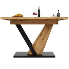 Extendable Dining Table 120(160) X 75 X 75.5 Cm, Table, Kitchen Table, Extendable Table, Extendable Up To 160 Cm, Suitable For Kitchen And Living Room, Tabletop With Wood Grain - Wood - View 6