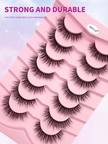 ENCHUW 7 pares de pestañas postizas con banda transparente, pestañas naturales y esponjosas con aspecto ligero y sutil, pestañas falsas 3D invisibles y cortas - Negro - Ver 5