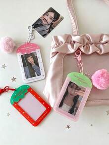 Minimalist Design Cute Cartoon Strawberry 3 Inch Card Holder, K-Pop Fan Hard Card Case, Bus Card Wallet, Student, Office And Daily Decorative Card Holder - Multiple Styles - View 4