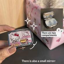 Caja de almacenamiento dividida para tableta con diseño de Kitty de Sanrio, estuche portátil para aretes con espejo incorporado, caja de sellado a prueba de humedad portátil y linda, regalo perfecto para viajes y uso al aire libre, tema de personaje interesante, sellado a prueba de humedad - Multicolor - Ver 7
