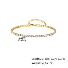 1 pieza Tobillera de acero inoxidable con cadena de circonita de moda, color dorado/plateado, longitud ajustable, accesorio de joyería, para playa de verano - 250 - Ver 5