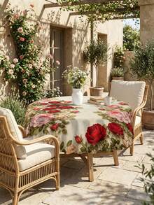 1/2pcs Tablecloth, Vintage Rose Floral Pattern, Polyester Material, Square Or Round Shape, Suitable For Kitchen, Dining Room, Coffee Table, Picnic, Camping, Countryside Decor, Table Protection, Holiday Decoration, Elegant Floral Design, Cozy Countryside Style - Multicolor - View 20
