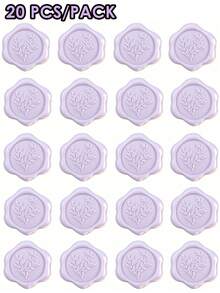 20 Pcs Eucalyptus Pattern Self-Adhesive Wax Seal Stickers For Gifts Wedding Invitation Envelope Sealing-Taro Purple - Eucalyptus-taro Purple - View 9