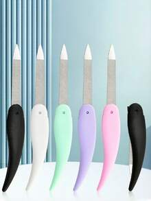 1 pieza Lima de uñas plegable, lima de uñas lavada y pulida, herramienta para uñas de plástico ABS con doble cara esmerilada - A - Ver 2
