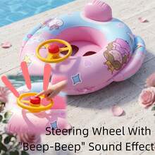 Baby Inflatable Swim Ring, Summer Boys Girls Inflatable Swimming Pool Toy, Children Toddler Cartoon Swim Ring - Pink - View 2