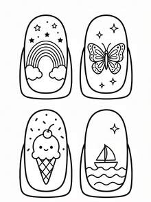 Fancy Fingers：5至10歲兒童美甲藝術著色與活動書：設計、玩樂與創造趣味美甲設計、遊戲與挑戰 - 填色本 - 查看 1