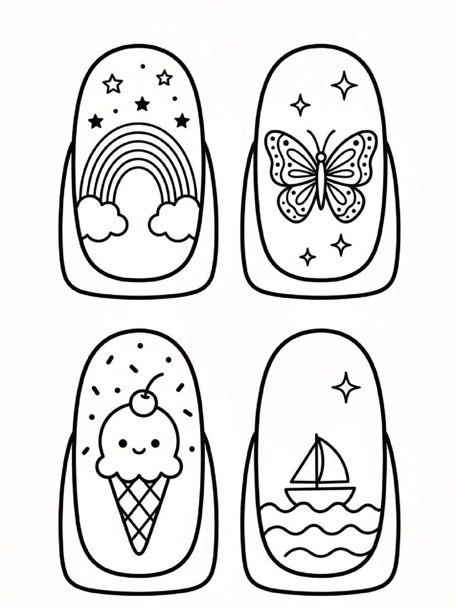 Fancy Fingers:5至10歲兒童美甲藝術著色與活動書:設計、玩樂與創造趣味美甲設計、遊戲與挑戰 - 填色本 - 查看 1