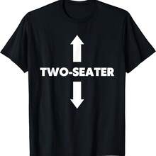 Two Seater With Arrows Pointing Up & Down Funny Adult Humor T-Shirt - Black - View 1