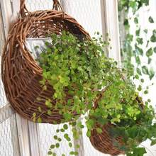 Vaso da fiore da parete in rattan intrecciato fatto a mano, cesto in rattan intrecciato, vaso per piante rampicanti da giardino, vaso da fiore da parete - Intreccio di bambù - Visualizzare 2