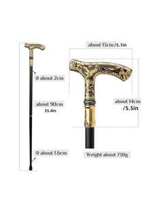 1pc Two-Tone T-Shaped Aries & Eagle Constellation Scepter With Embossed Metallic Floral Pattern, Detachable, Fashionable Elegant High-End English Gentleman's Cane, Suitable For Daily, Festivals, Halloween Cosplay, Stage Performance - Multicolor - View 12