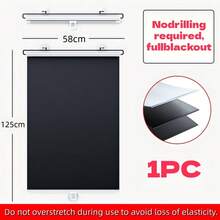 1pc Portable Blackout Roller Blind With Suction Cups, Sun Shading, Heat Insulation, Privacy Protection, No Installation Required, Essential For Home, Travel, Suitable For Home, Bedroom, Office, Bathroom, Car Sun Visor - Silver - View 10
