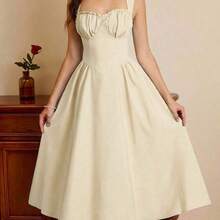 Vestido elegante vintage de mujer con bolsillos, vestido con corpiño, dobladillo con volantes florales, vestido casual de vacaciones y fiestas, vestido de invierno, ropa de invierno para mujer, vestido de invierno para mujer, conjunto de verano para mujer, conjunto de Navidad para mujer, vestido de Navidad, vestido de fiesta de Navidad, vestido de Año Nuevo, vestidos de Año Nuevo para mujer, conjunto de Año Nuevo para mujer, ropa de Año Nuevo, vestidos elegantes para fiestas, vestidos - Beis - Ver 10