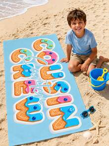 1pc Personalized Children's Beach Towel With Customizable Name, Perfect Summer Birthday Gift, Suitable For Various Summer Occasions. Beach Towel And Accessories, Ideal For Beach, Swimming Pool, Travel, Camping, Yoga And More. - Multicolor - View 8