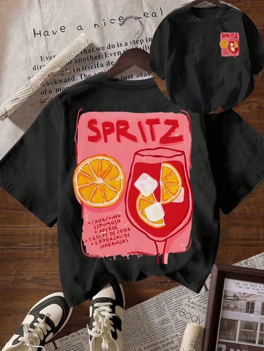 SPRITZ CLUB - Top Estivi Da Donna 2026, Per Le Vacanze, T-Shirt, Abbigliamento Da Spiaggia E Da Discoteca, T-Shirt Casual A Maniche Corte Con Scollo Rotondo. - 後退 - 查看 1