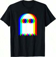 Camiseta Gráfica Estilo Vaporwave de Fantasmas de Halloween 2026, Ambiente EDM, Años 2000 - Negro - Ver 1