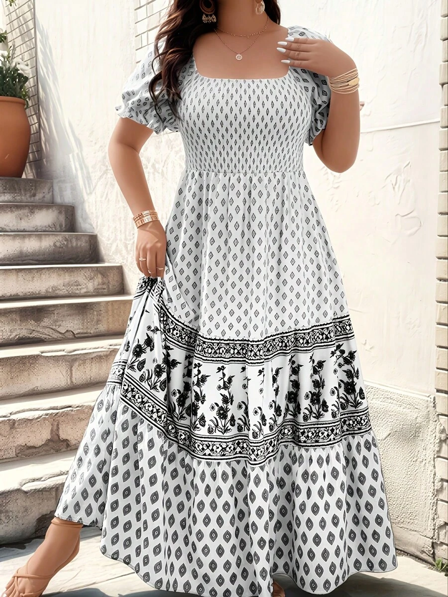 Plus Size - Plus Size - Women's Dress With Fitted Waist - White - View 1