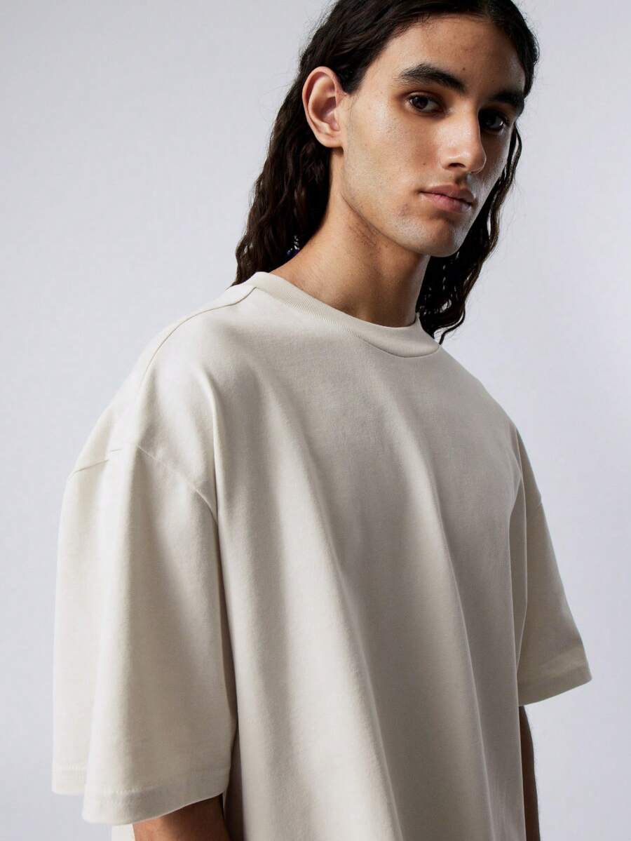 Men's Oversized Streetwear T-Shirt - 米色 - 查看 1