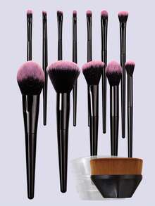 13PCS Black Makeup Brush Set,Magic Foundation Brush With Box,Full-Face&Eye Makeup Brushes,Professional Kit For Beginners,All-In-One Kit - Black - View 3